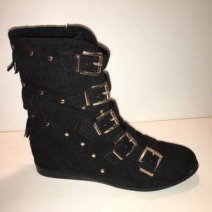 Joan Boyce Faux Suede Black Bootie